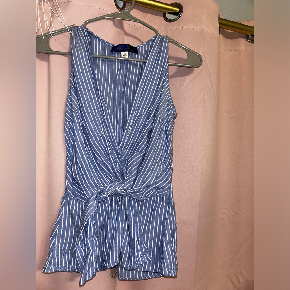 Blue Rair Striped Blouse